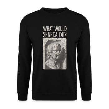 Seneca Bust Stoic Stoa WHAT WOULD SENECA DO? - Unisex Sweatshirt - black - Front - Alina (178cm) & Michal (187cm)