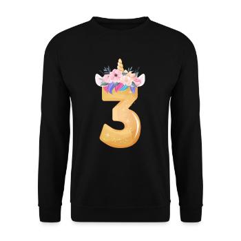 3. Geburtstag - Unisex Pullover - Schwarz - Vorne - Alina (178cm) & Michal (187cm)