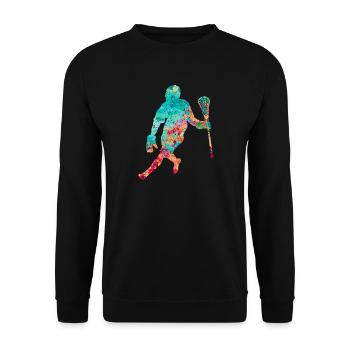 Lacrosse Player PopArt - Unisex Sweatshirt - black - Front - Alina (178cm) & Michal (187cm)