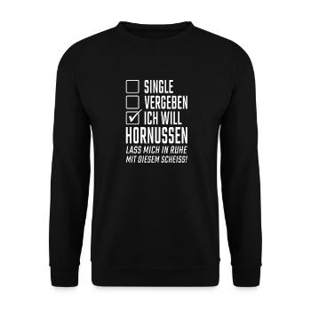 Single Vergeben Ich will Hornussen - Unisex Pullover - Schwarz - Vorne - Alina (178cm) & Michal (187cm)