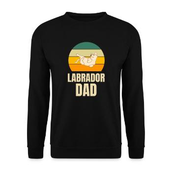 Retro Hunde Papa Vatertag Geschenk Labrador - Unisex Pullover - Schwarz - Vorne - Alina (178cm) & Michal (187cm)
