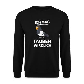 Taubenrennen Vogel Tier Lustiges Geschenk Taube - Unisex Pullover - Schwarz - Vorne - Alina (178cm) & Michal (187cm)