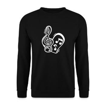 Musique coeur clé de partitions note de musique amour - Sweat-shirt Unisexe - noir - Devant - Alina (178cm) & Michal (187cm)