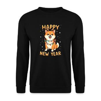 Shiba Inu - Weihnachtslichter - Unisex Pullover - Schwarz - Vorne - Alina (178cm) & Michal (187cm)