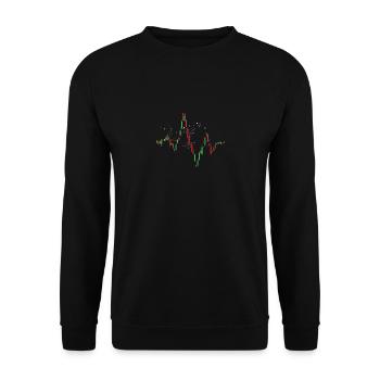 Candlestick Chart Herzschlag Börsen Liebe Geschenk - Unisex Pullover - Schwarz - Vorne - Alina (178cm) & Michal (187cm)