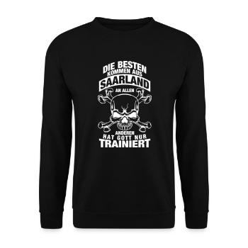 Die Besten kommen aus Saarland - Unisex Pullover - Schwarz - Vorne - Alina (178cm) & Michal (187cm)