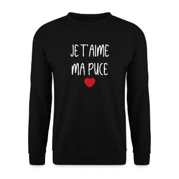 je t'aime ma puce - Sweat-shirt Unisexe - noir - Devant - Alina (178cm) & Michal (187cm)