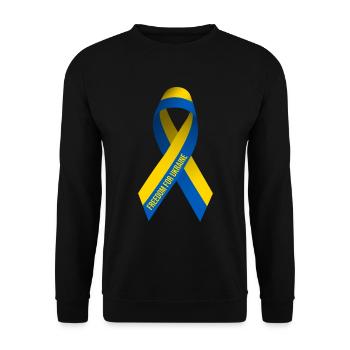 Freedom for Ukraine Loop - Unisex Sweatshirt - black - Front - Alina (178cm) & Michal (187cm)