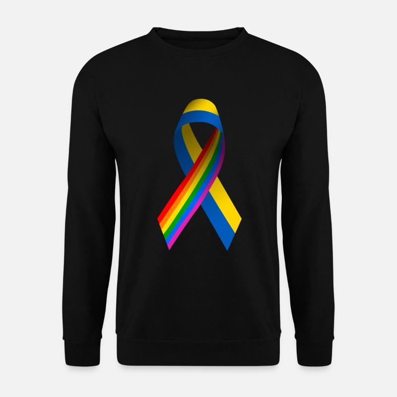 Schleife Ukraine mit Regenbogen - Unisex Pullover - Schwarz