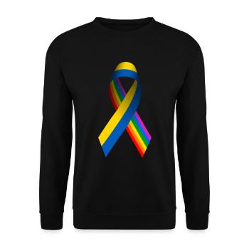 Ukrainian Peace Ribbon with Rainbow Flag - Unisex Sweatshirt - black - Front - Alina (178cm) & Michal (187cm)