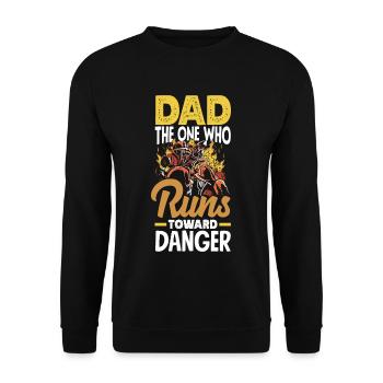 Papa celui qui court vers le danger Pompiers - Sweat-shirt Unisexe - noir - Devant - Alina (178cm) & Michal (187cm)