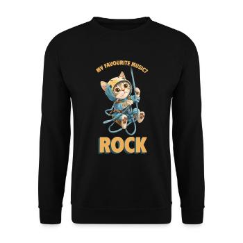 My favourite music? Rock Klettern Süße Katze - Unisex Pullover - Schwarz - Vorne - Alina (178cm) & Michal (187cm)