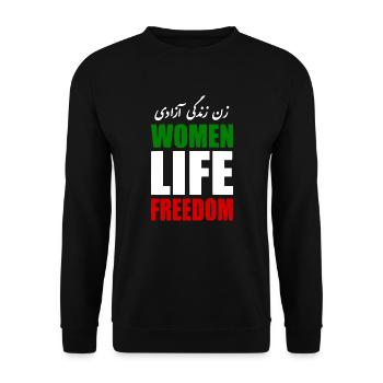Women life freedom - Unisex Pullover - Schwarz - Vorne - Alina (178cm) & Michal (187cm)