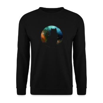 Süße galaktische Weltraumkatze - Unisex Pullover - Schwarz - Vorne - Alina (178cm) & Michal (187cm)