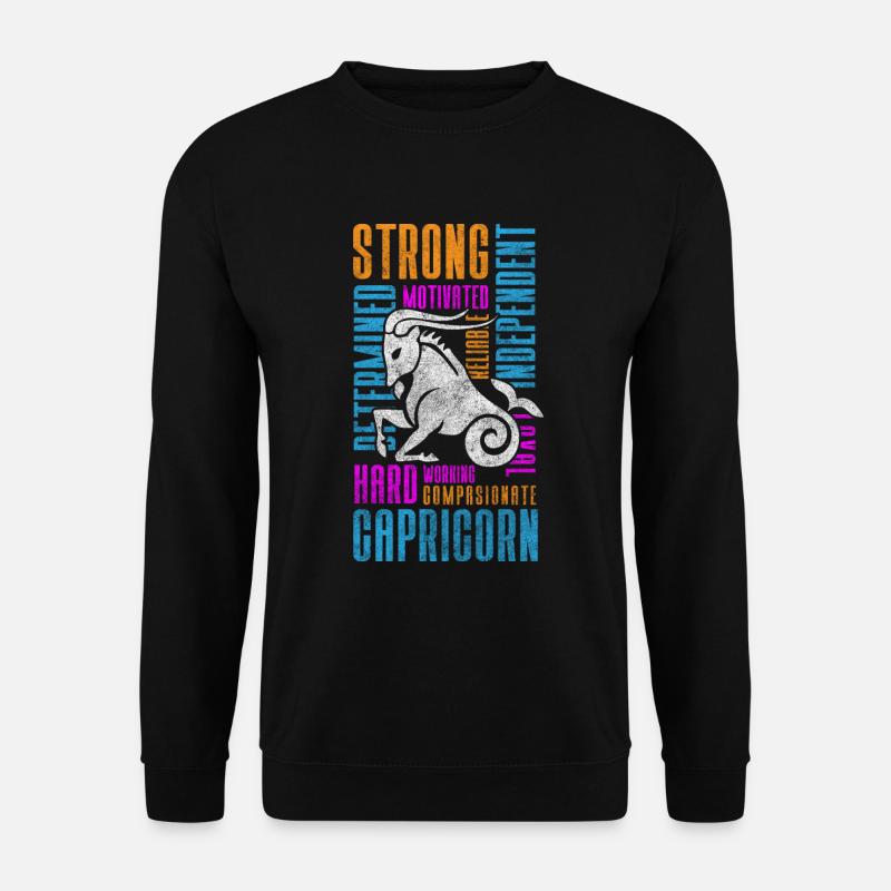 Steinbock Astrologie Eigenschaften Geburt - Unisex Pullover - Schwarz