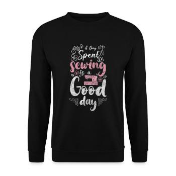 Vêtements à l’aiguille au Crochet à la main - Sweat-shirt Unisexe - noir - Devant - Alina (178cm) & Michal (187cm)