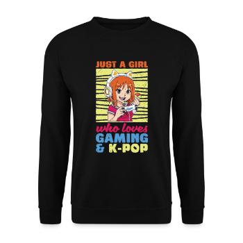 Nur ein Mädchen das Gaming und K Pop liebt K Pop - Unisex Pullover - Schwarz - Vorne - Alina (178cm) & Michal (187cm)