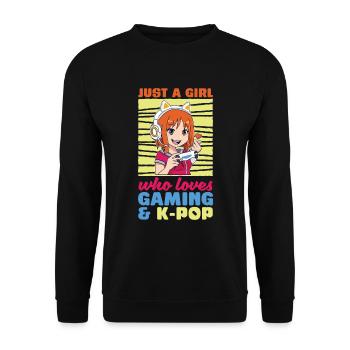 Gaming Mädchen Gamer Korea Musik Geschenk K Pop - Unisex Pullover - Schwarz - Vorne - Alina (178cm) & Michal (187cm)
