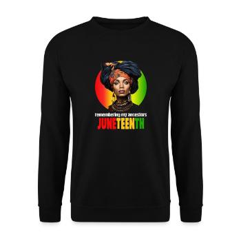 Me souvenir de mes ancêtres JUNETEENTH - Sweat-shirt Unisexe - noir - Devant - Alina (178cm) & Michal (187cm)
