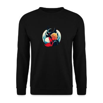Teufel und Engel - Unisex Pullover - Schwarz - Vorne - Alina (178cm) & Michal (187cm)