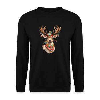 Mignon renne de Noël - Sweat-shirt Unisexe - noir - Devant - Alina (178cm) & Michal (187cm)