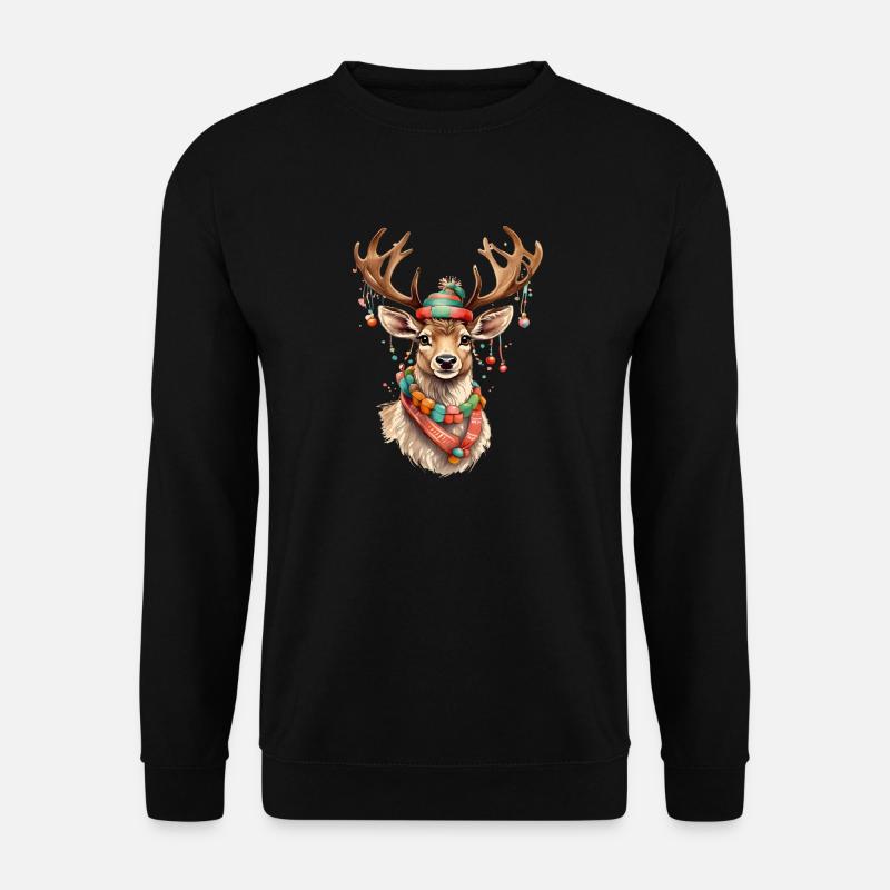 Cute Christmas Reindeer - Unisex Sweatshirt - black