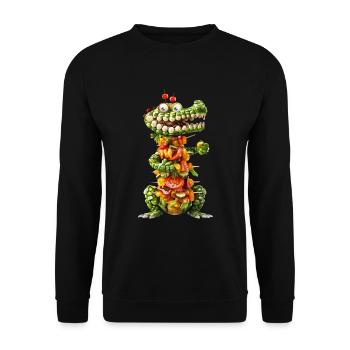 Krokodil Kebab - Unisex Pullover - Schwarz - Vorne - Alina (178cm) & Michal (187cm)