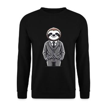 Chill paresseux en costume illustration - Sweat-shirt Unisexe - noir - Devant - Alina (178cm) & Michal (187cm)