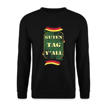 Guten Tag Yall Deutschland Flagge Lustig - Unisex Pullover - Schwarz - Vorne - Alina (178cm) & Michal (187cm)