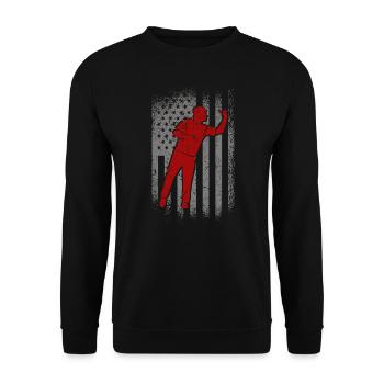 Darts American Flag Retro Darts Player - Unisex Sweatshirt - black - Front - Alina (178cm) & Michal (187cm)