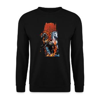 Elemental Equine: Fire and Water Horse - Unisex Sweatshirt - black - Front - Alina (178cm) & Michal (187cm)