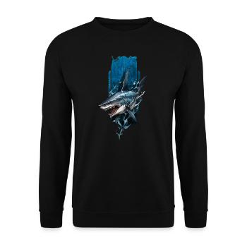Fierce Shark Design: Deep Blue Predator - Unisex Sweatshirt - black - Front - Alina (178cm) & Michal (187cm)