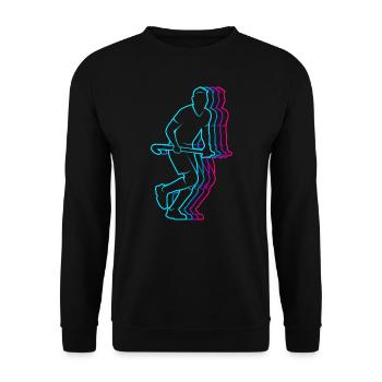 Feldhockey Vintage Hockey Jungen Hockeyspieler - Unisex Pullover - Schwarz - Vorne - Alina (178cm) & Michal (187cm)