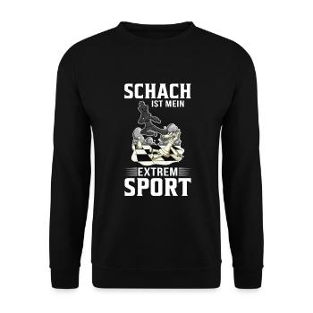 Schach Denksport Schachspieler Schachverein lustig - Unisex Pullover - Schwarz - Vorne - Alina (178cm) & Michal (187cm)