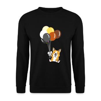 Corgi Ballon Gay Bear Pride - Unisex Pullover - Schwarz - Vorne - Alina (178cm) & Michal (187cm)
