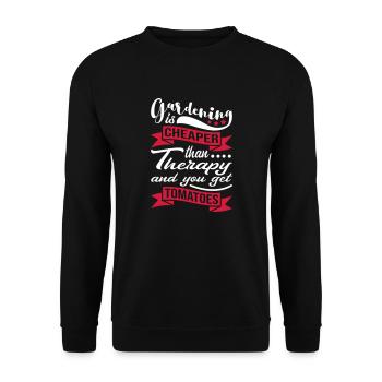 Gardening Is Cheaper Than Therapy - Unisex Pullover - Schwarz - Vorne - Alina (178cm) & Michal (187cm)
