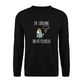 en lorraine on vit pluvieux - Sweat-shirt Unisexe - noir - Devant - Alina (178cm) & Michal (187cm)