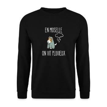 en moselle on vit pluvieux - Sweat-shirt Unisexe - noir - Devant - Alina (178cm) & Michal (187cm)
