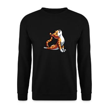 Yoga Namaste Katze - Unisex Pullover - Schwarz - Vorne - Alina (178cm) & Michal (187cm)