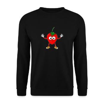 Erdbeere Cartoon - Unisex Pullover - Schwarz - Vorne - Alina (178cm) & Michal (187cm)