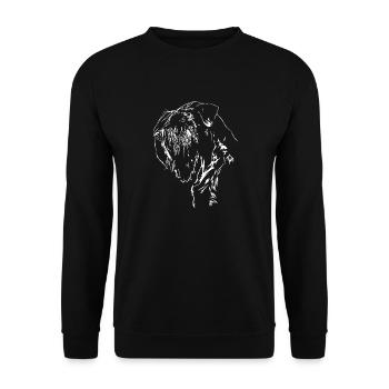 Portrait de chien RIESENSCHNAUZER Schnauzer Wilsigns - Sweat-shirt Unisexe - noir - Devant - Alina (178cm) & Michal (187cm)