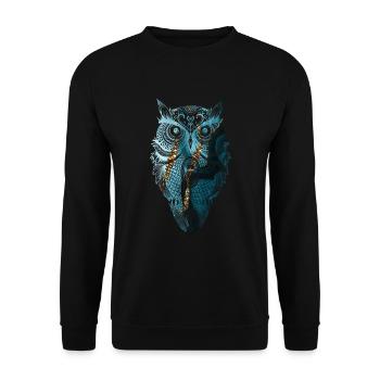 HIBOU MANDALA UHU - Sweat-shirt Unisexe - noir - Devant - Alina (178cm) & Michal (187cm)