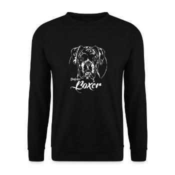 German BOXER Portrait Dogs Dog Wilsigns - Unisex Sweatshirt - black - Front - Alina (178cm) & Michal (187cm)