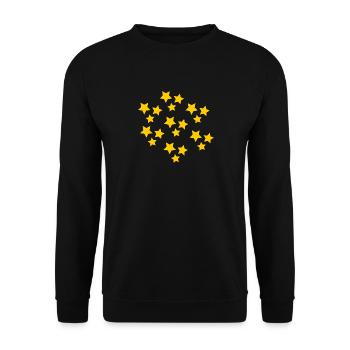 STAR. STAR. STERNE. PARTY. JAHRESTAG. WEIHNACHTEN. - Unisex Pullover - Schwarz - Vorne - Alina (178cm) & Michal (187cm)
