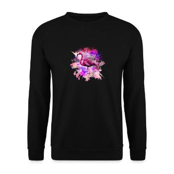 Flamingo Shirt Pink Watercolor Afrika - Unisex Pullover - Schwarz - Vorne - Alina (178cm) & Michal (187cm)
