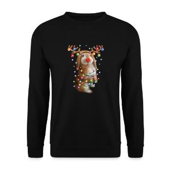 Lapin de Noël - Drôle de lapin de Noël mignon - Sweat-shirt Unisexe - noir - Devant - Alina (178cm) & Michal (187cm)