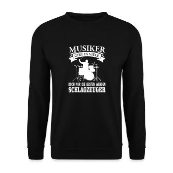 Musiker-Schlagzeuger - Unisex Pullover - Schwarz - Vorne - Alina (178cm) & Michal (187cm)