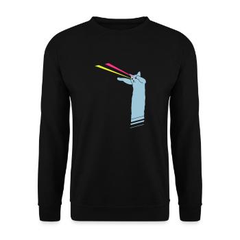 LaserLolCat - Unisex Sweatshirt - black - Front - Alina (178cm) & Michal (187cm)
