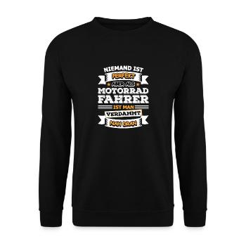 Motorradfahrer - Unisex Pullover - Schwarz - Vorne - Alina (178cm) & Michal (187cm)