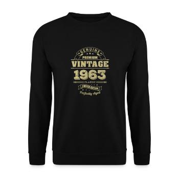 Geburtsjahr 1963 - Unisex Pullover - Schwarz - Vorne - Alina (178cm) & Michal (187cm)